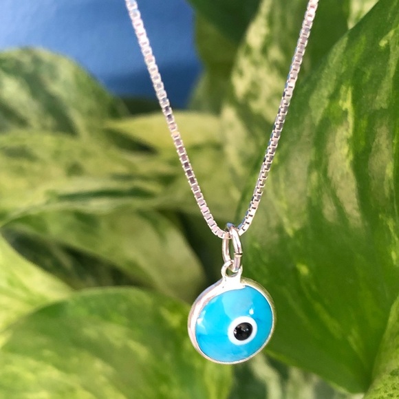 Evil Eye Blue 925 Pendant Chain Set - Picture 1 of 6